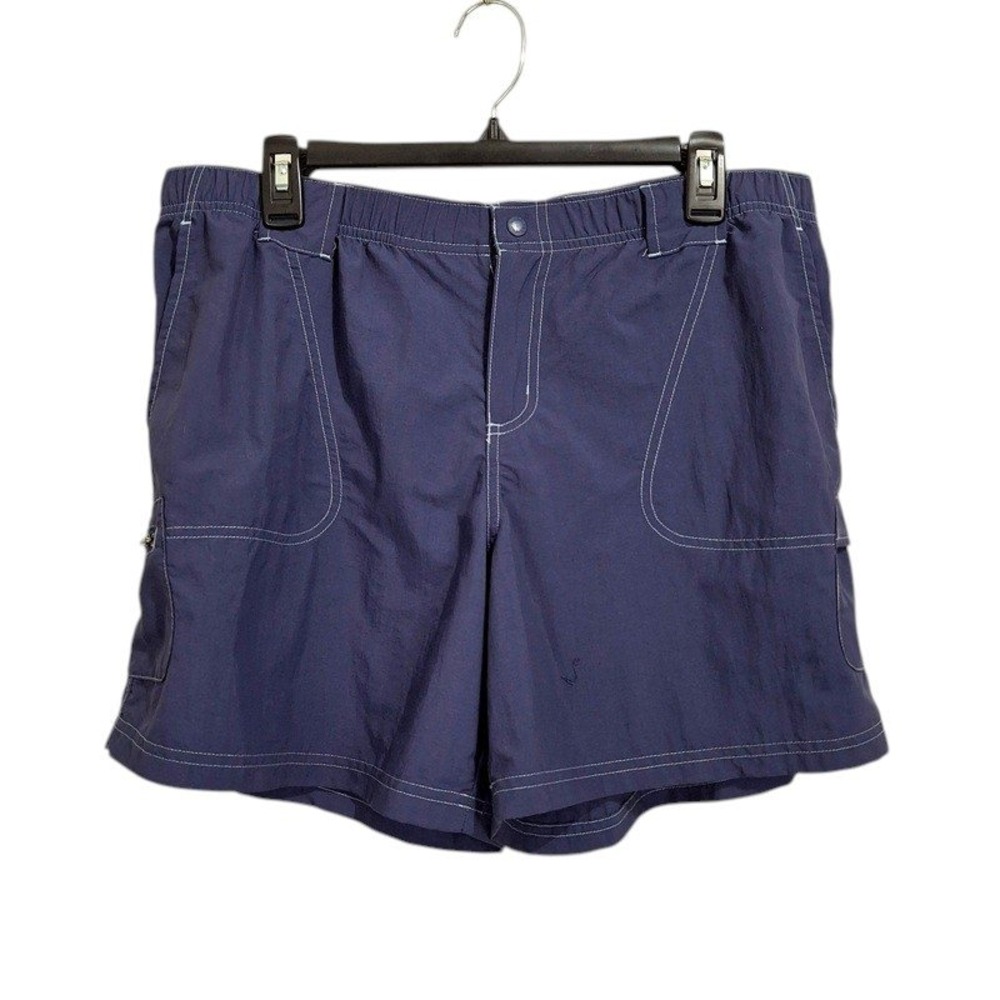 Columbia Women Shorts Cargo Large Blue Nylon Contrast Stitch Hiking Gorpcore
